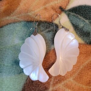 Elegant Sterling Mother Of Pearl Wing Earrings